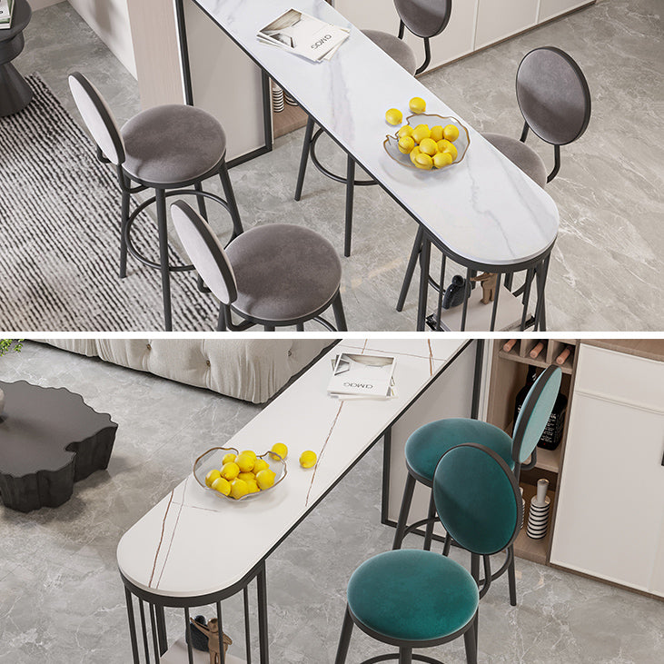 1/3/5 Pieces Industrial Iron Bistro Set White Stone Top Bar Table Set with Shelf