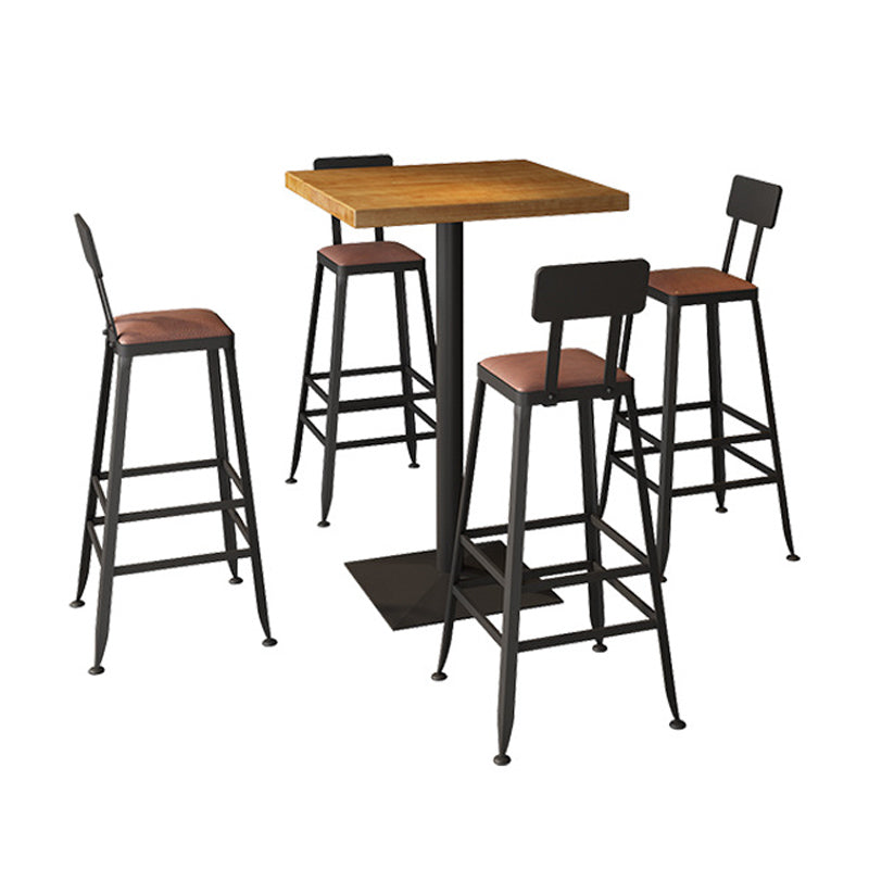 1/2/3/5 Piece Industrial Bar Set Matte Finish Solid Wood Pub Dining Set