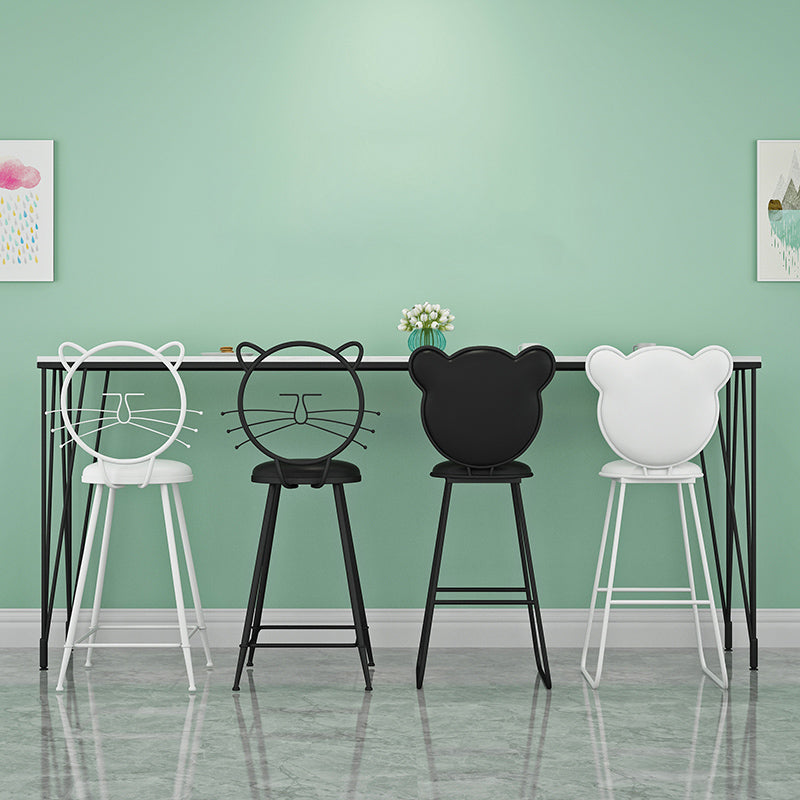 Modern 1/4 Pieces Bar Table Set Rectangle Stone Counter Table with Backrest Stools