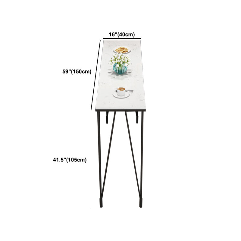 Modern 1/4 Pieces Bar Table Set Rectangle Stone Counter Table with Backrest Stools