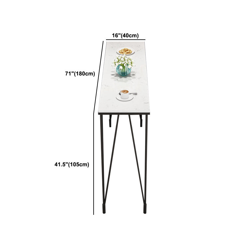 Modern 1/4 Pieces Bar Table Set Rectangle Stone Counter Table with Backrest Stools