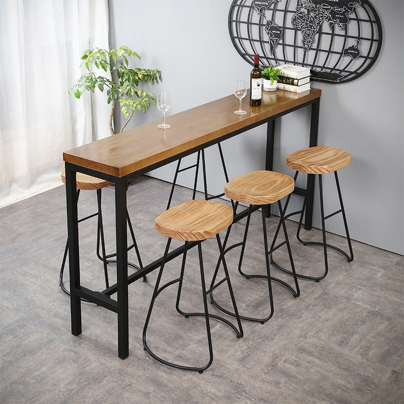 Industrial 1/4/6 Pieces Bar Table Set Rectangle Pine Wood Counter Table with High Stools