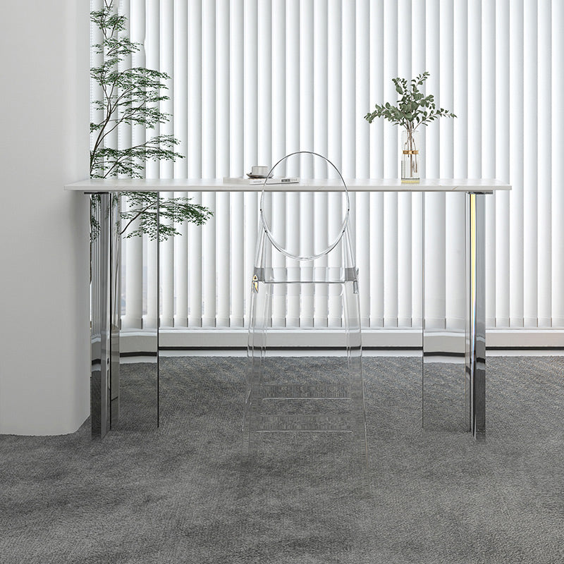 Modern 1/2/3 Pieces Bar Table Set Rectangle Stone Counter Table with Acrylic Stools