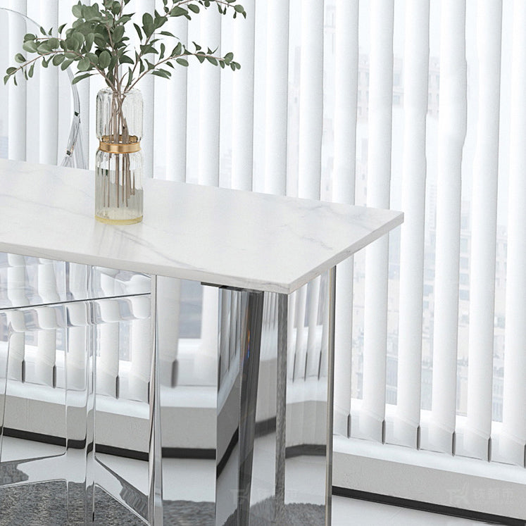 Modern 1/2/3 Pieces Bar Table Set Rectangle Stone Counter Table with Acrylic Stools