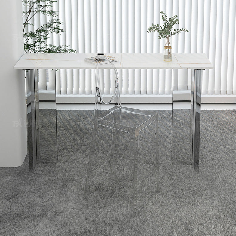 Modern 1/2/3 Pieces Bar Table Set Rectangle Stone Counter Table with Acrylic Stools