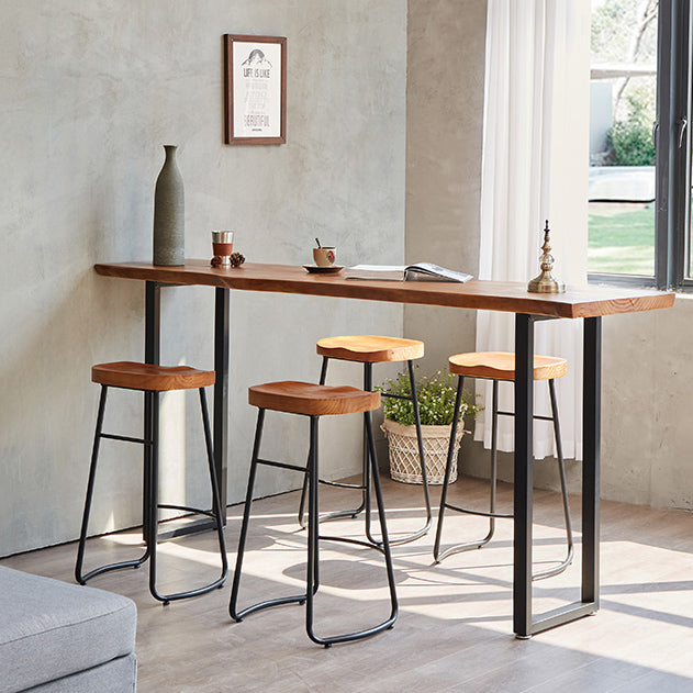 Luxury Rectangle Bar Table Set 1/2/4/5 Pieces Pine Wood Counter Table with Stools