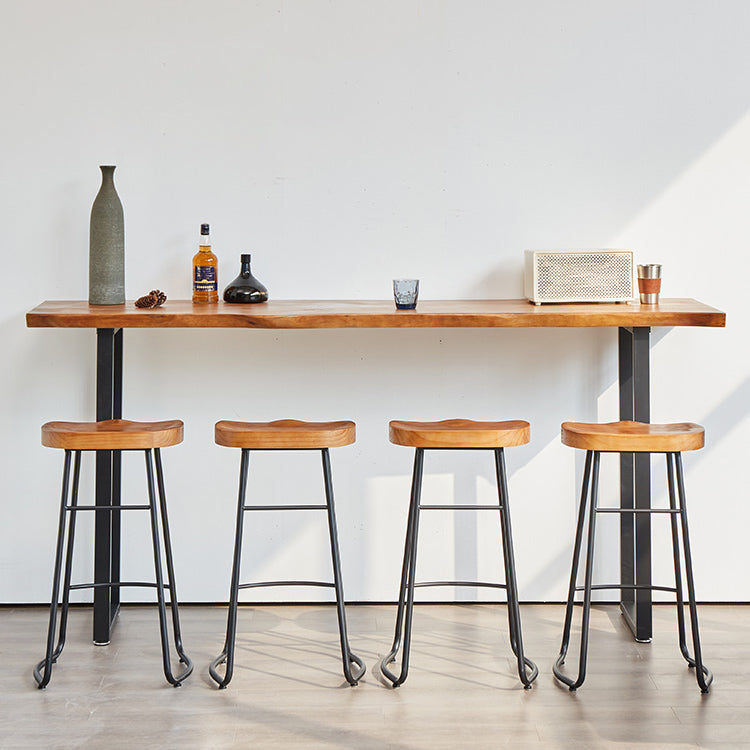 Luxury Rectangle Bar Table Set 1/2/4/5 Pieces Pine Wood Counter Table with Stools