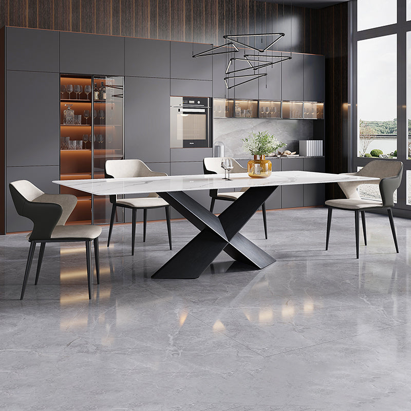 Contemporary Style Sintered Stone Dining Rectangle Table Set 1/4/5/7 Pieces Dining Set