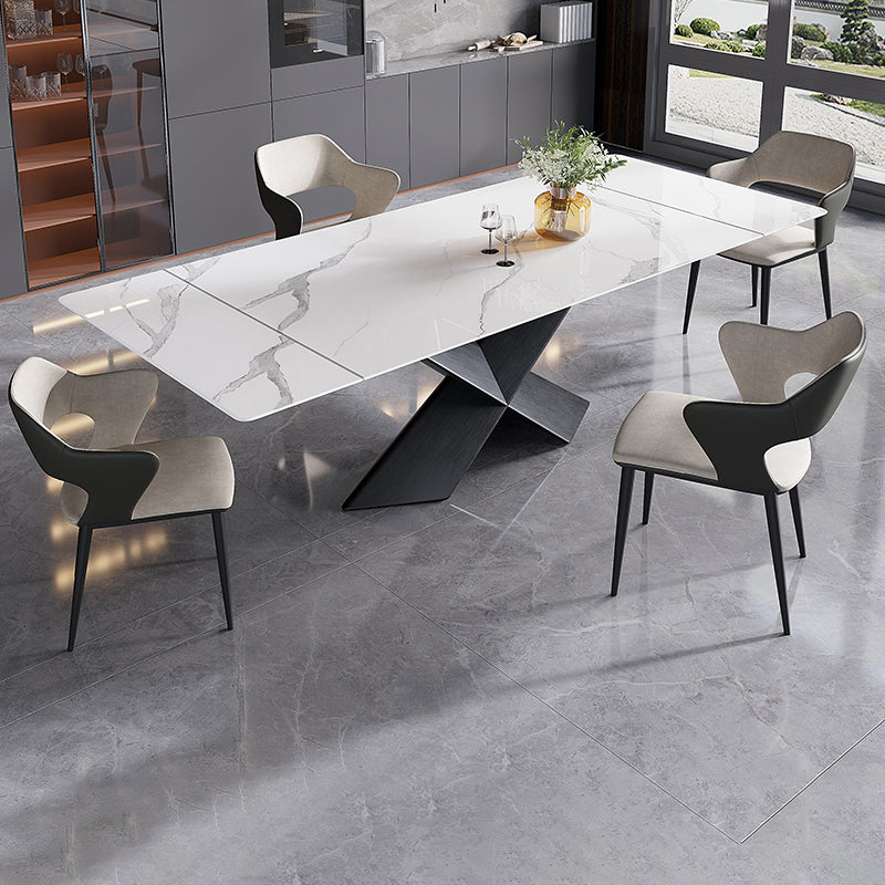 Contemporary Style Sintered Stone Dining Rectangle Table Set 1/4/5/7 Pieces Dining Set