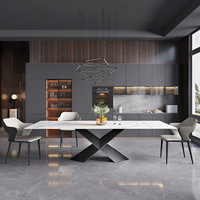 Contemporary Style Sintered Stone Dining Rectangle Table Set 1/4/5/7 Pieces Dining Set