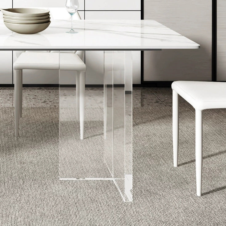 Contemporary Style Sintered Stone Dining Rectangle Table Set 1/4/5/6 Pieces Dining Set