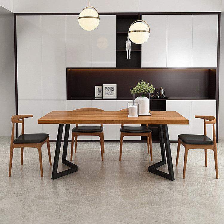 Solid Wood Rectangle Dinette Set 1/2/5/7 Pieces Industrial Dining Table Set in Natural