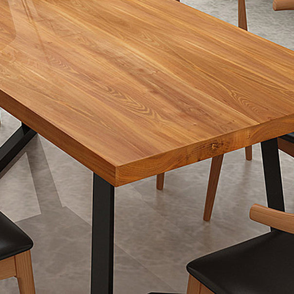 Solid Wood Rectangle Dinette Set 1/2/5/7 Pieces Industrial Dining Table Set in Natural