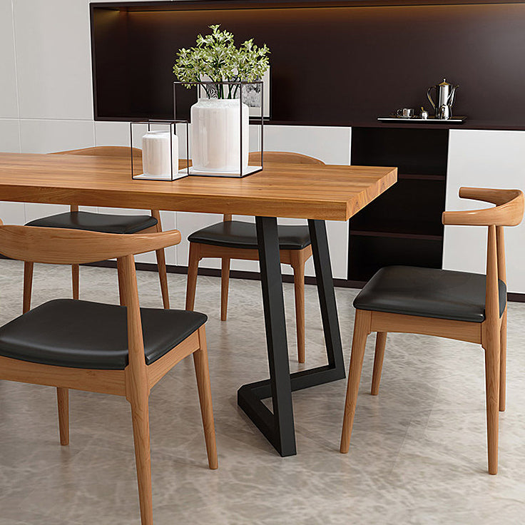 Solid Wood Rectangle Dinette Set 1/2/5/7 Pieces Industrial Dining Table Set in Natural