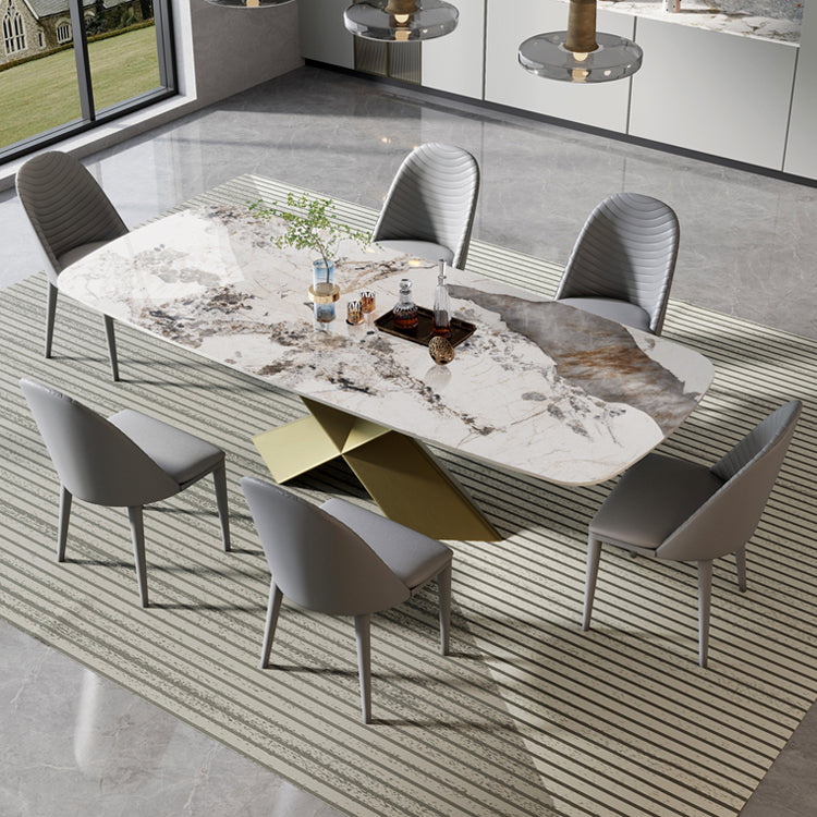 Nordic Glam Sintered Stone Dining Rectangle Table Set 1/3/4/5/6/7 Pieces Dining Set