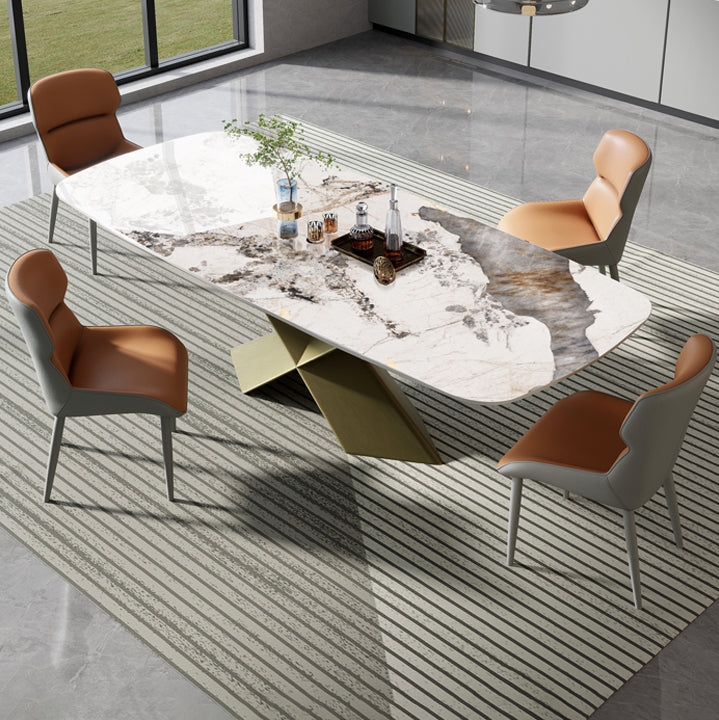 Nordic Glam Sintered Stone Dining Rectangle Table Set 1/3/4/5/6/7 Pieces Dining Set