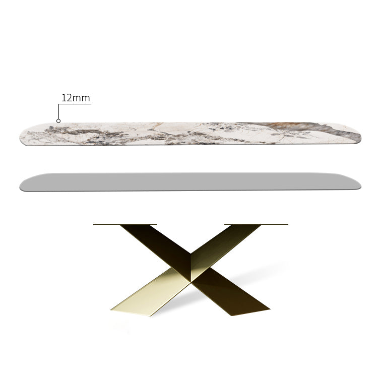 Nordic Glam Sintered Stone Dining Rectangle Table Set 1/3/4/5/6/7 Pieces Dining Set