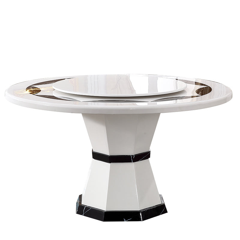 Round Pedestal Dining Site Table Marble Tripod Base Dining Room Collection With Turntable