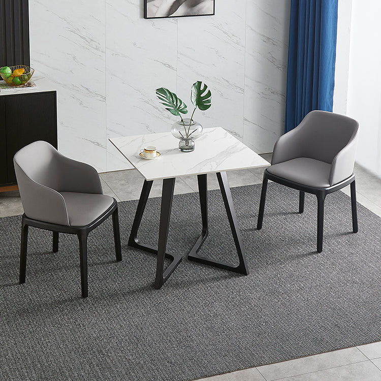 Sintered Stone Dining Table Industrial Wood Base Dining Table in White