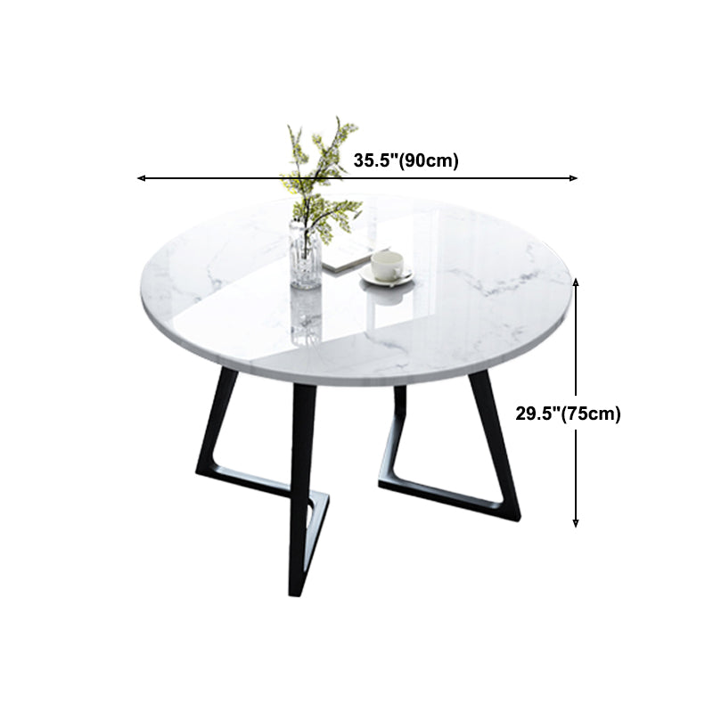 Sintered Stone Dining Table Industrial Wood Base Dining Table in White