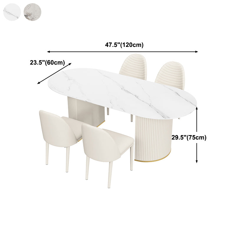 Traditional Luxury Dining Table Oval Dining Table with Double Pedestal Base