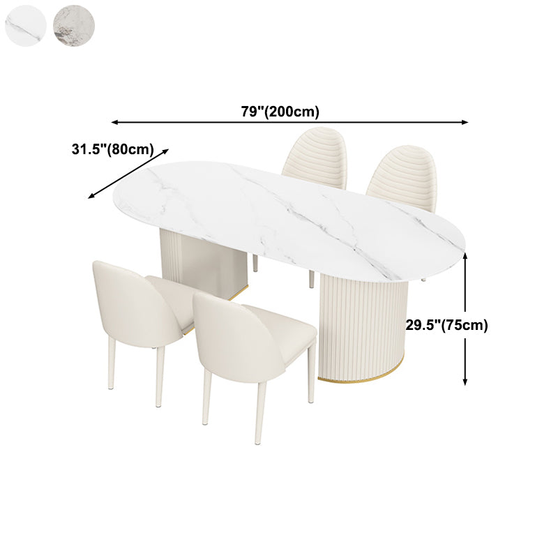 Traditional Luxury Dining Table Oval Dining Table with Double Pedestal Base