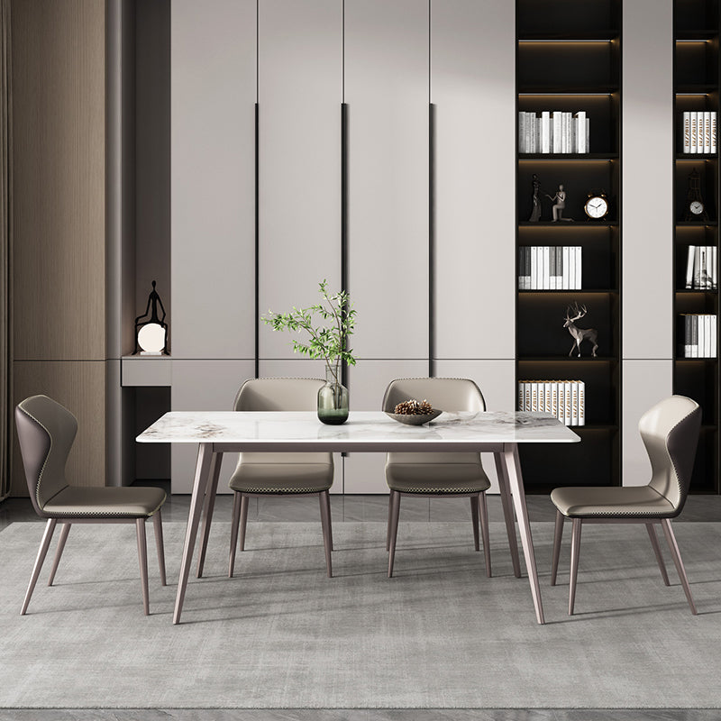 Rectangle Dining Table Modern 4 Legs Fixed Table of Sintered Stone