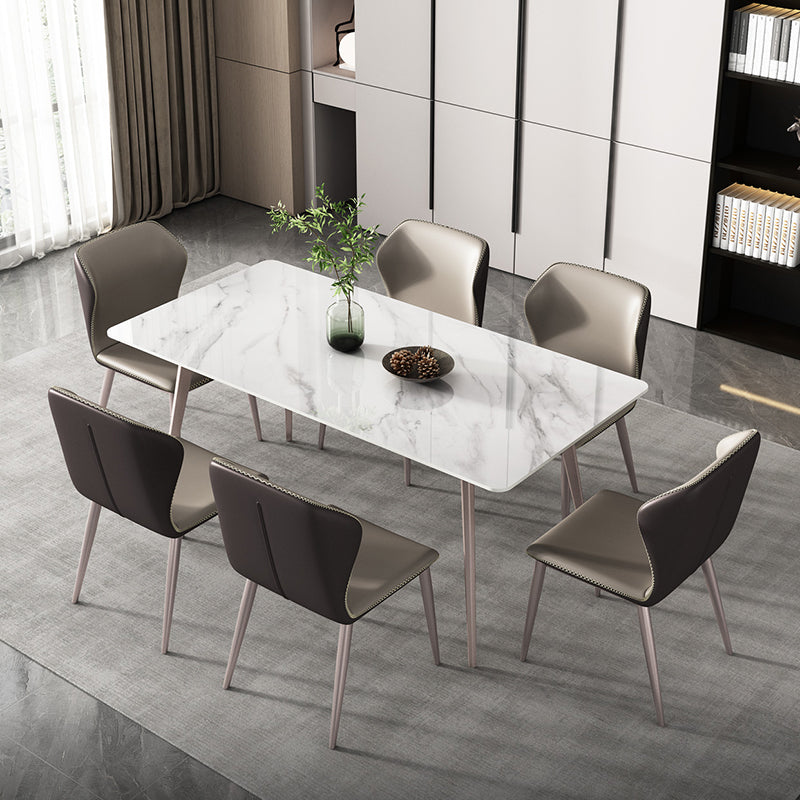 Rectangle Dining Table Modern 4 Legs Fixed Table of Sintered Stone