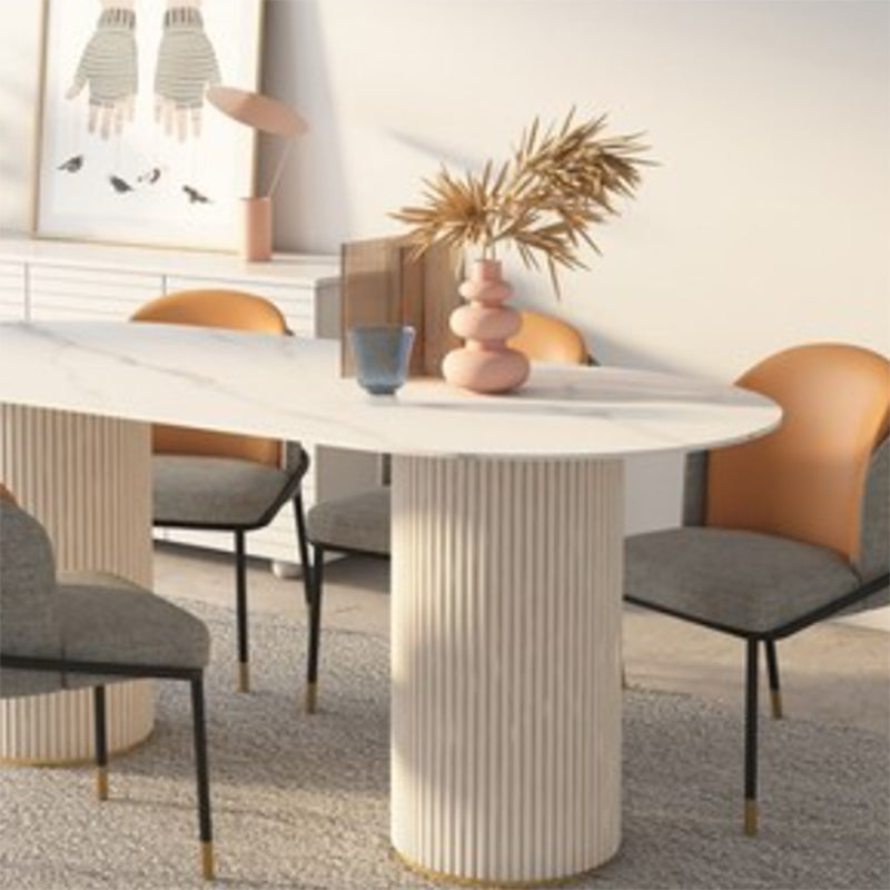 Simplicity Style Oval Dining Table Imitation Marble Home Furniture