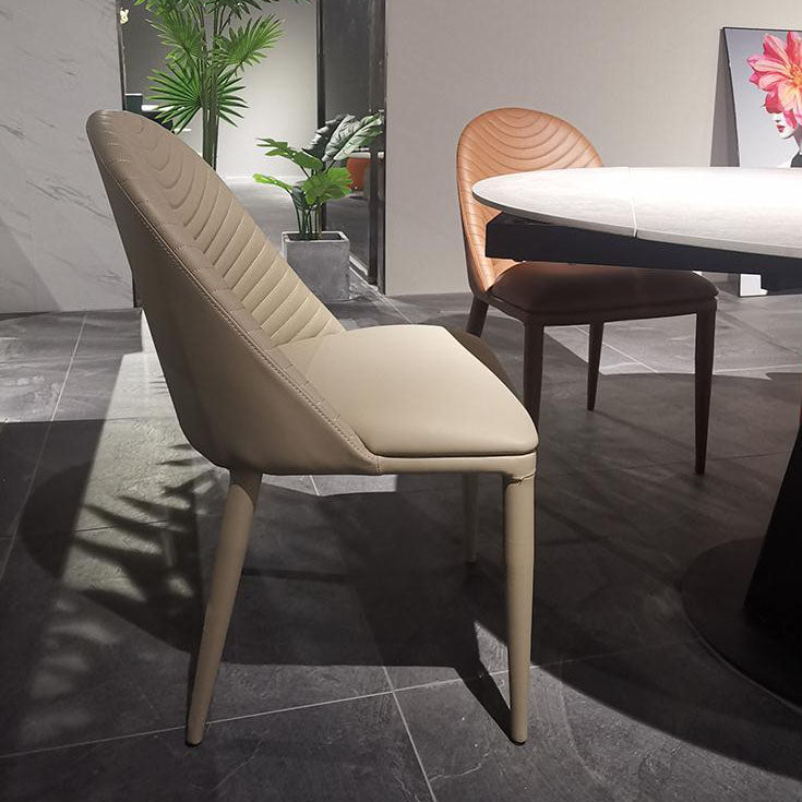 Leather Parsons Chair Modern Furniture in Matte Finish for Indoor