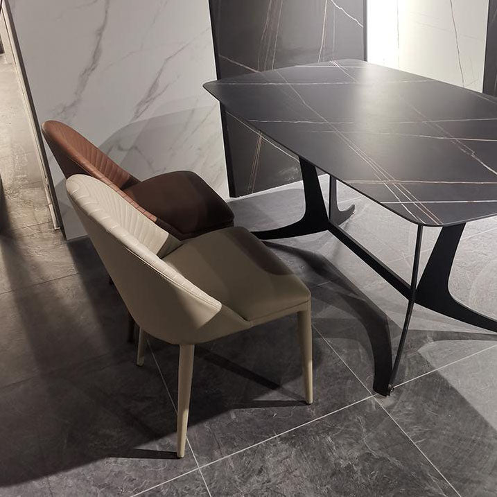 Leather Parsons Chair Modern Furniture in Matte Finish for Indoor