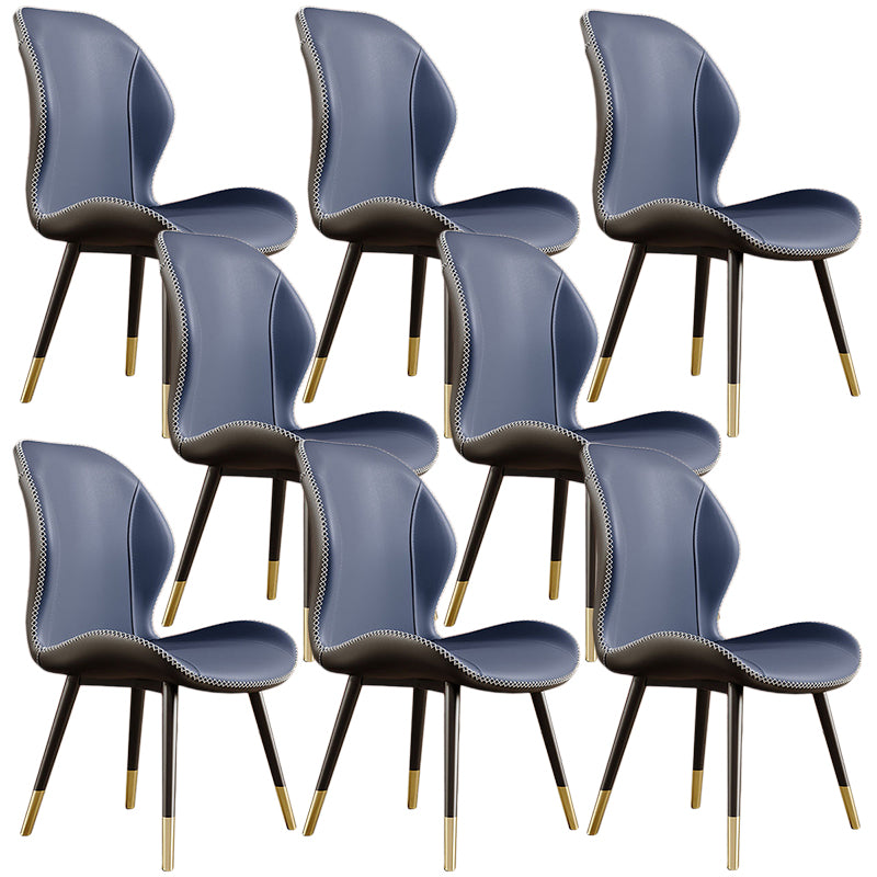 Glam Leather Dining Chair Wingback Side Furniture in Matte Finish for Indoor