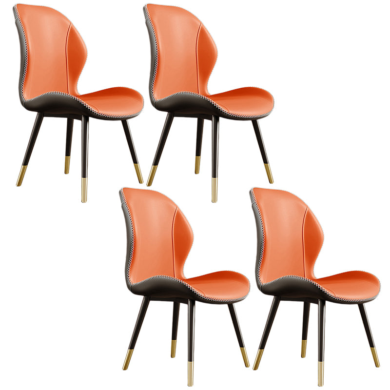Glam Leather Dining Chair Wingback Side Furniture in Matte Finish for Indoor