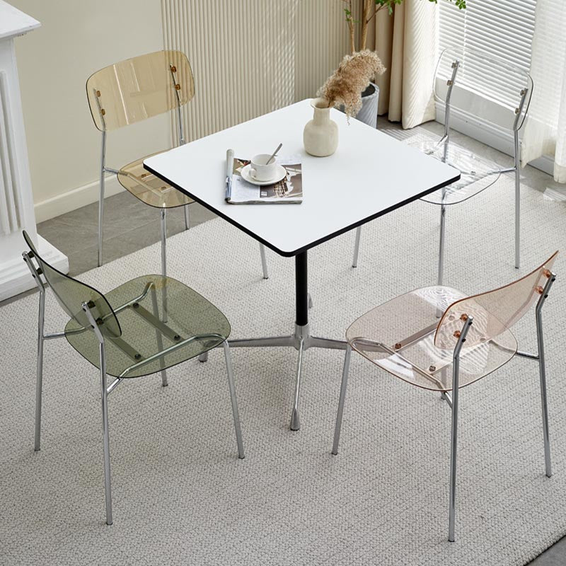 Contemporary Acrylic Dining Armchair Open Back Dining Chair with Silver Legs