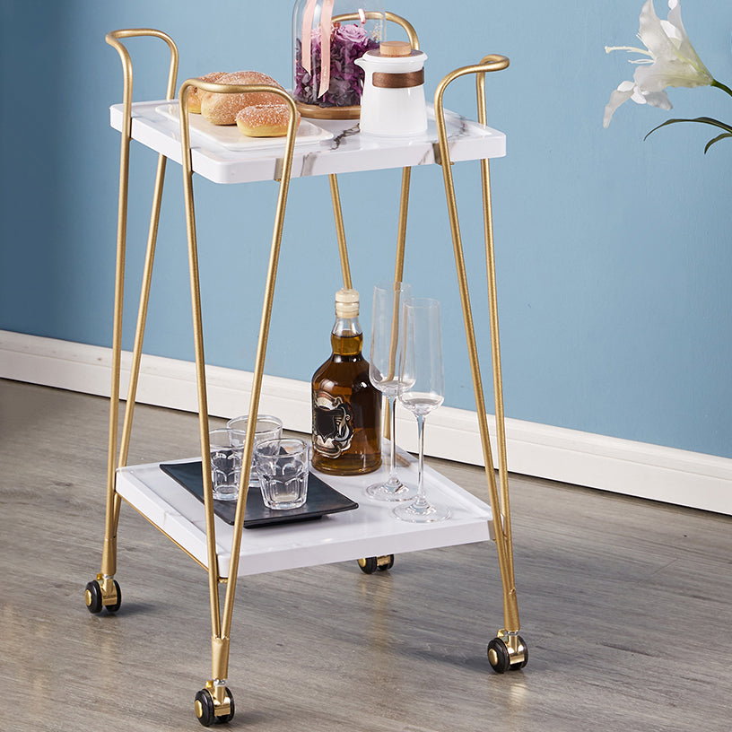 Modern Metal Prep Table Open Storage Rolling Prep Table for Dining Room