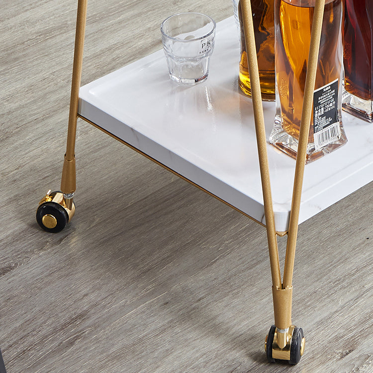 Modern Metal Prep Table Open Storage Rolling Prep Table for Dining Room