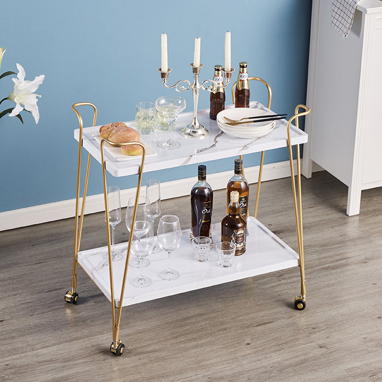Modern Metal Prep Table Open Storage Rolling Prep Table for Dining Room