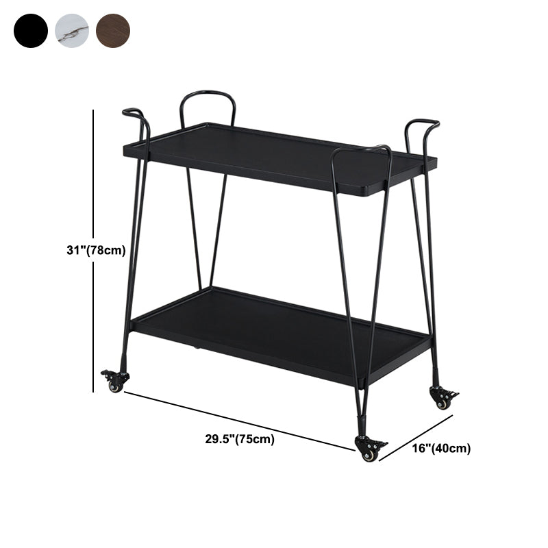 Modern Metal Prep Table Open Storage Rolling Prep Table for Dining Room