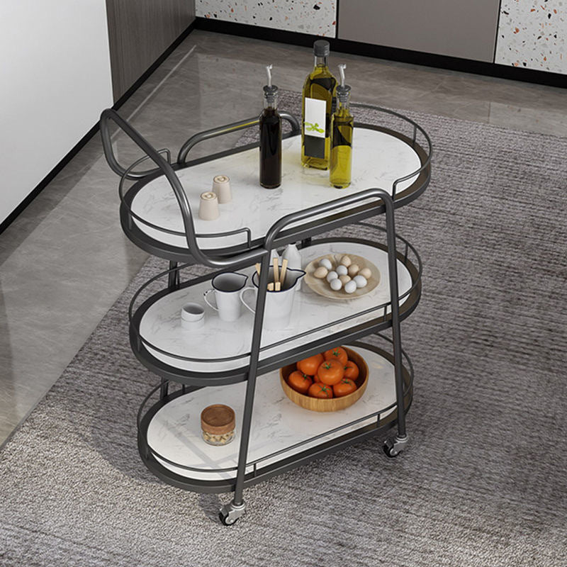 33.46"H Modern Prep Table Open Storage Metal Prep Table for Dining Room