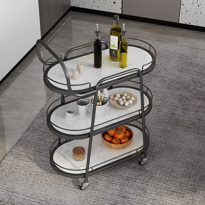 33.46"H Modern Prep Table Open Storage Metal Prep Table for Dining Room