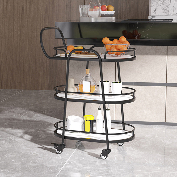 33.46" High Rolling Modern Prep Table Stone Prep Table for Dining Room