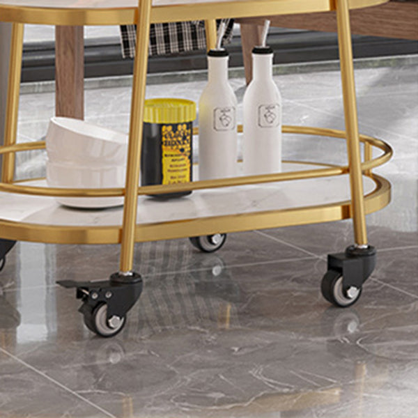 33.46" High Rolling Modern Prep Table Stone Prep Table for Dining Room