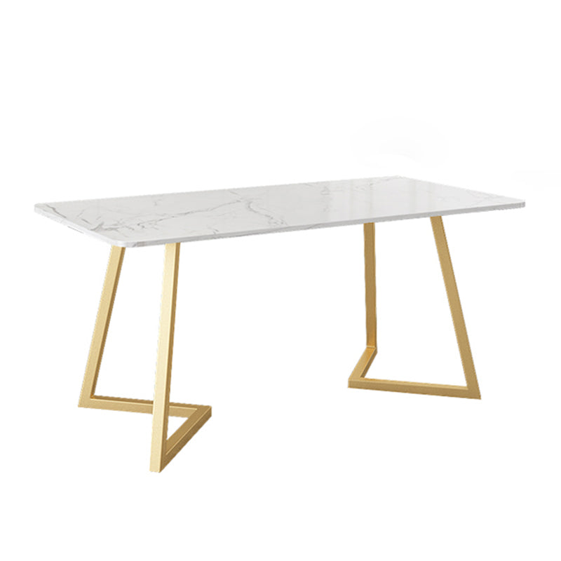 Glam Rectangle Dining Table Set 1/4/5 Pieces White Stone Top Dinette Set