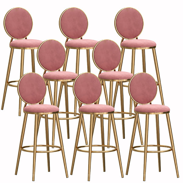 Nordic Glam Style Bar-stool Round Counter Bar-stool with Metal Legs for Home