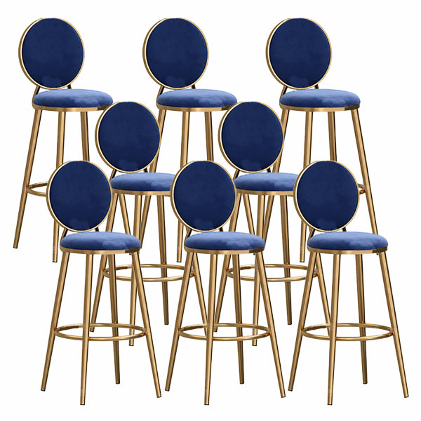 Nordic Glam Style Bar-stool Round Counter Bar-stool with Metal Legs for Home