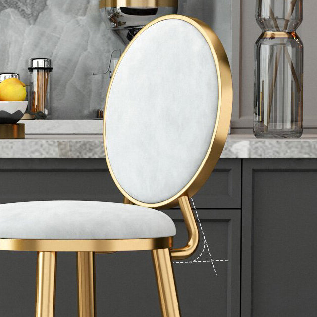 Nordic Glam Style Bar-stool Round Counter Bar-stool with Metal Legs for Home