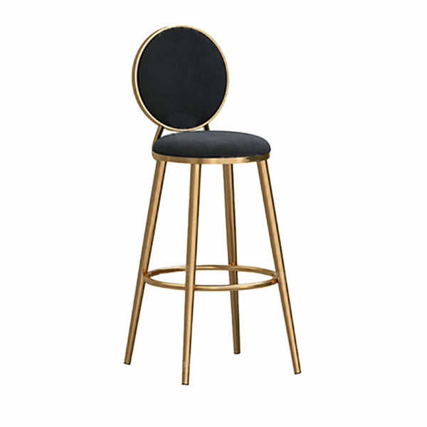 Nordic Glam Style Bar-stool Round Counter Bar-stool with Metal Legs for Home
