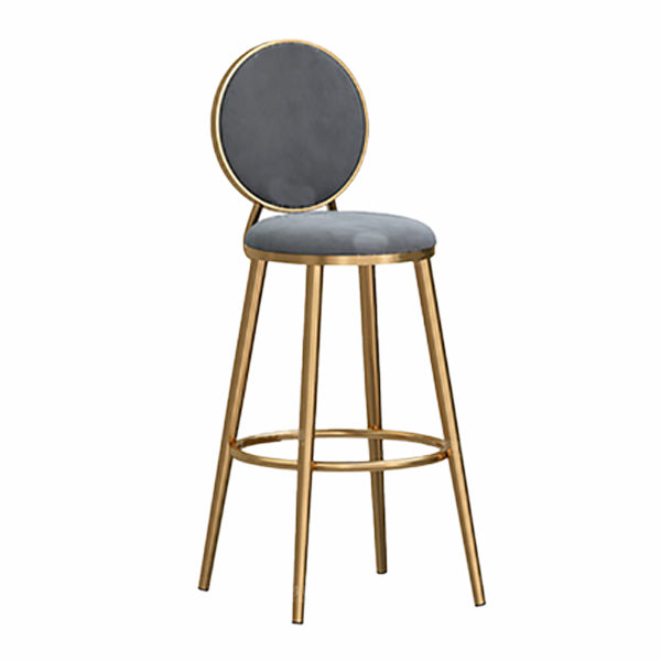 Nordic Glam Style Bar-stool Round Counter Bar-stool with Metal Legs for Home