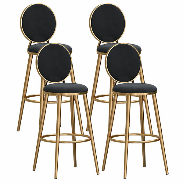 Nordic Glam Style Bar-stool Round Counter Bar-stool with Metal Legs for Home
