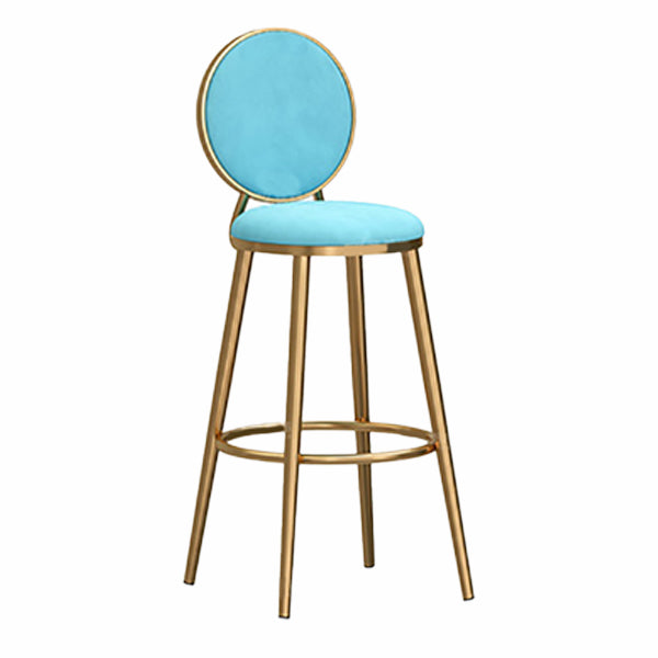 Nordic Glam Style Bar-stool Round Counter Bar-stool with Metal Legs for Home